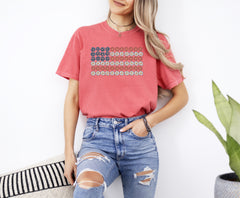 American Flag, Flowers, Red White Blue, Floral, Patriotic, Independence Day, 1776, USA, Tshirt Comfort Colors T-Shirt