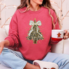 Christmas Camo Tree, Ribbon, Bows, Santa Sweatshirt