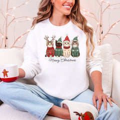 Meowy Christmas, Cats, Cute, Santa, Pets Sweatshirt